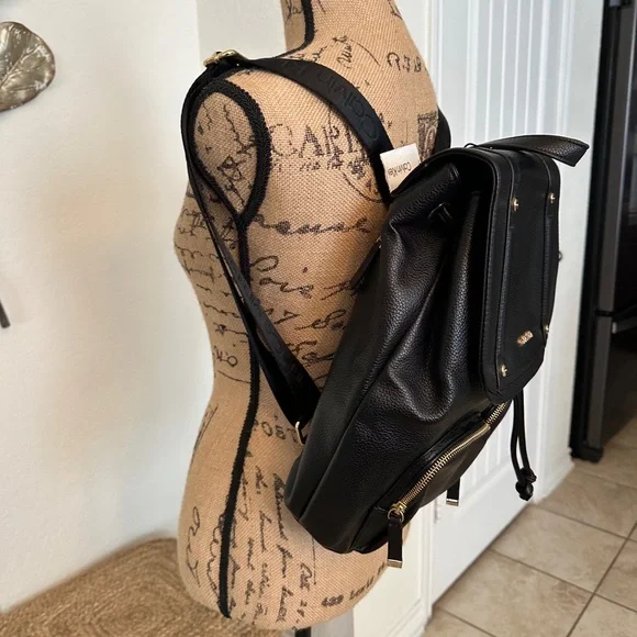 Calvin Klein Hudson Backpack Black Gold • Pebbled Faux Leather • NWT MSRP $178 - Picture 3 of 9